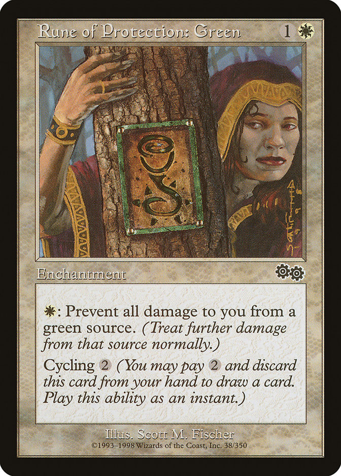 Rune of Protection: Green [Urza's Saga] | Galaxy Games LLC