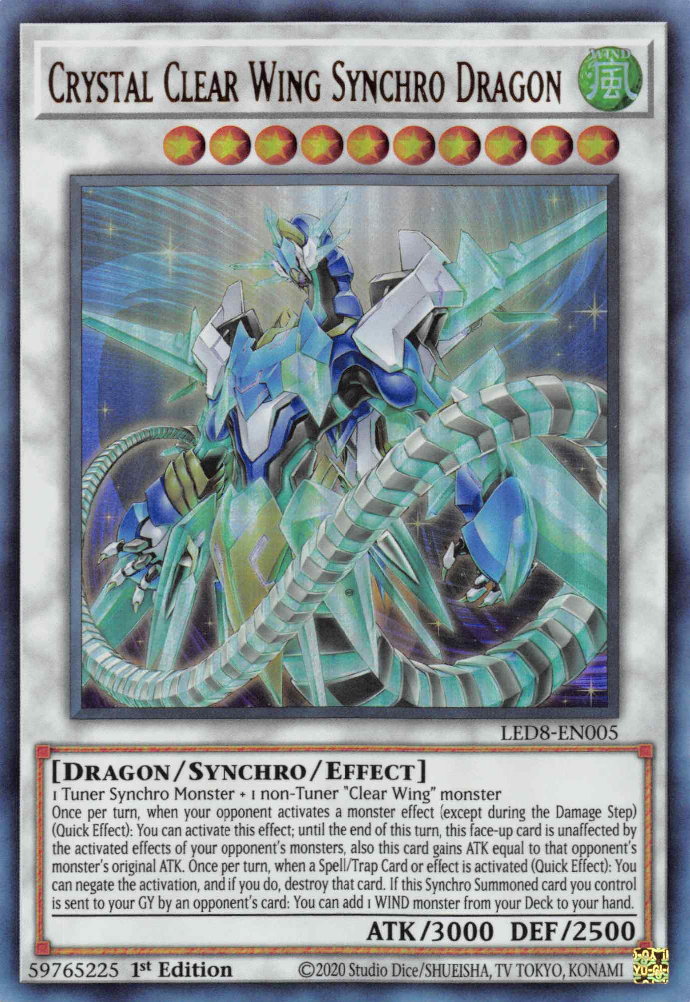 Crystal Clear Wing Synchro Dragon [LED8-EN005] Ultra Rare | Galaxy Games LLC