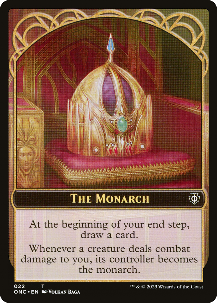 The Monarch // Golem Double-Sided Token [Phyrexia: All Will Be One Commander Tokens] | Galaxy Games LLC