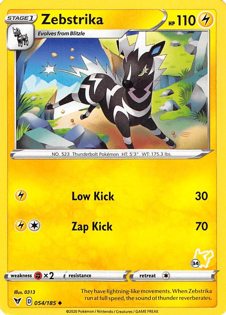 Zebstrika (054/185) (Pikachu Stamp #34) [Battle Academy 2022] | Galaxy Games LLC