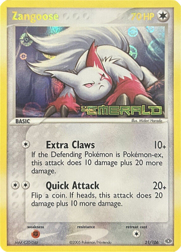 Zangoose (21/106) (Stamped) [EX: Emerald] | Galaxy Games LLC