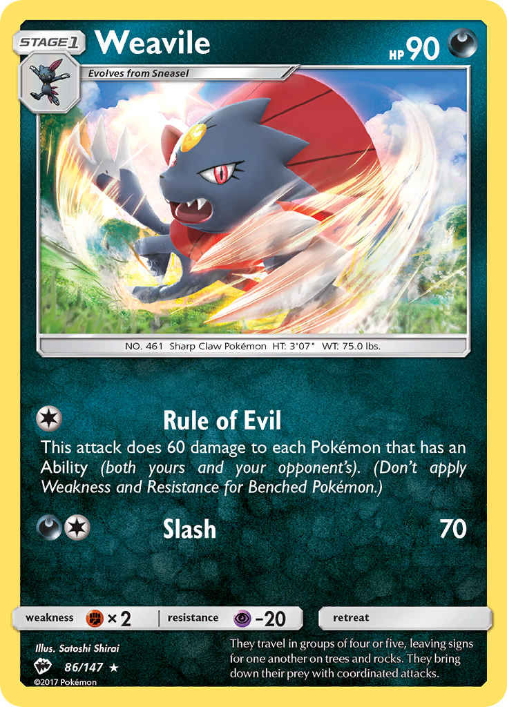 Weavile (86/147) [Sun & Moon: Burning Shadows] | Galaxy Games LLC