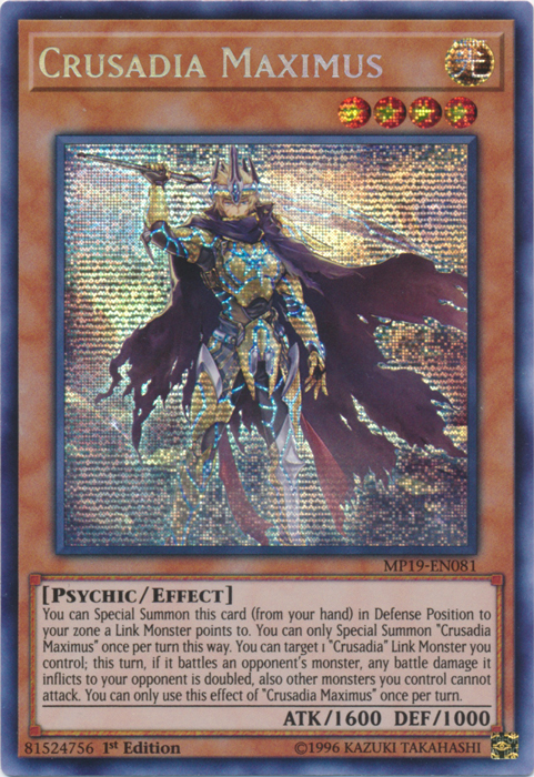 Crusadia Maximus [MP19-EN081] Prismatic Secret Rare | Galaxy Games LLC