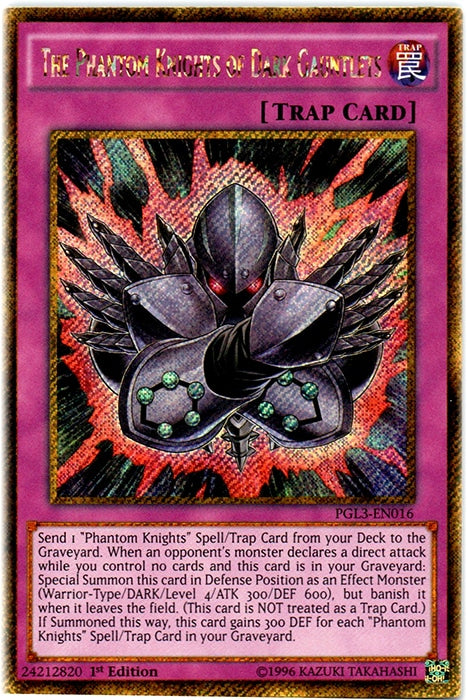 The Phantom Knights of Dark Gauntlets [PGL3-EN016] Gold Secret Rare | Galaxy Games LLC