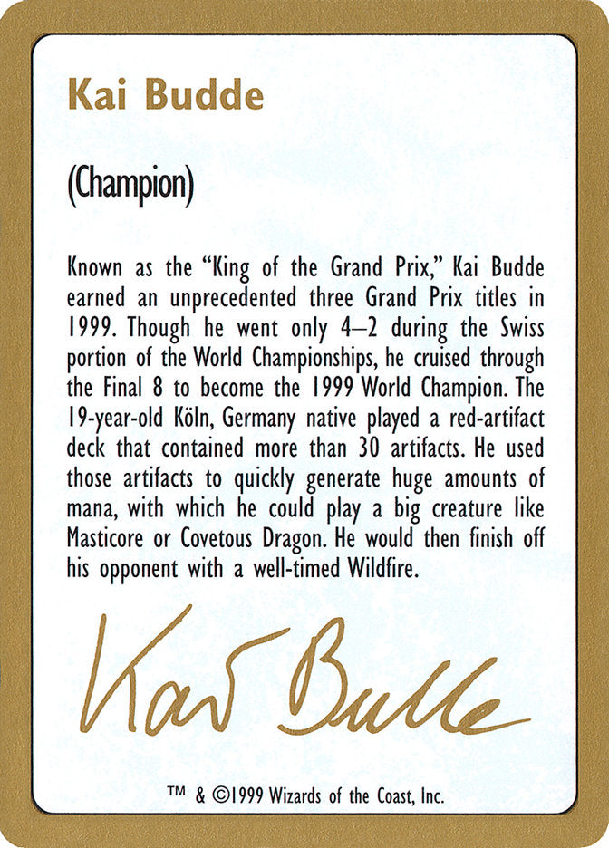 Kai Budde Bio [World Championship Decks 1999] | Galaxy Games LLC