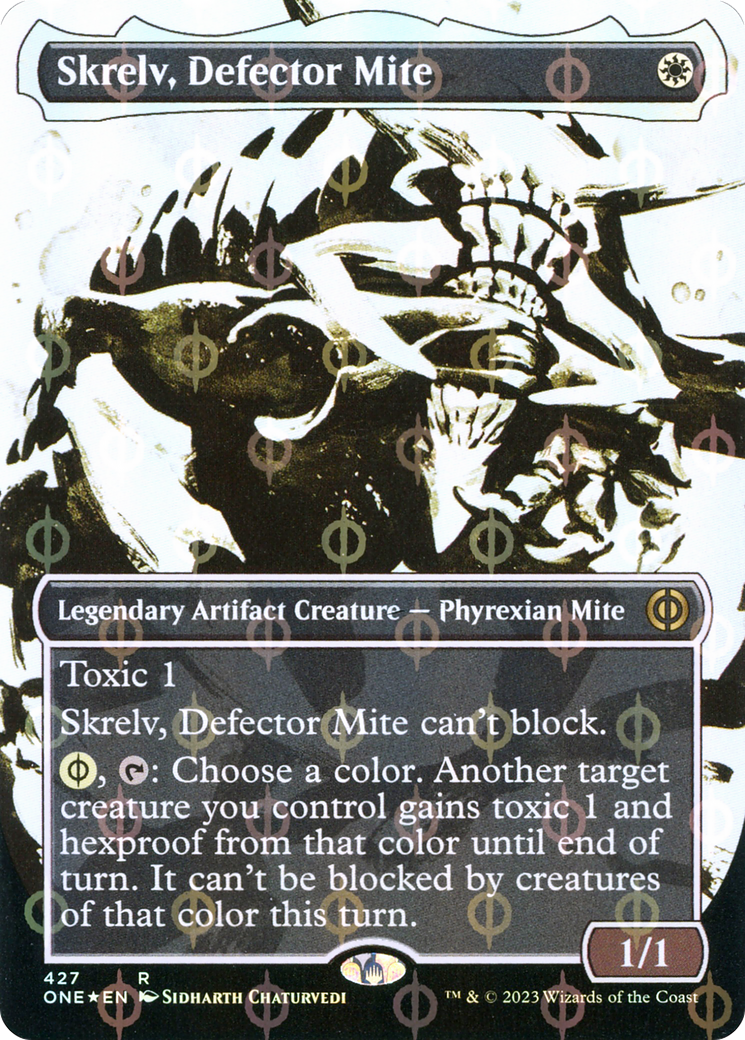 Skrelv, Defector Mite (Borderless Ichor Step-and-Compleat Foil) [Phyrexia: All Will Be One] | Galaxy Games LLC