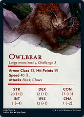 Owlbear Art Card [Dungeons & Dragons: Adventures in the Forgotten Realms Art Series] | Galaxy Games LLC