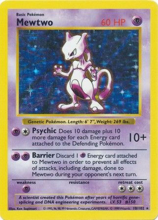 Mewtwo (10/102) [Base Set Shadowless Unlimited] | Galaxy Games LLC