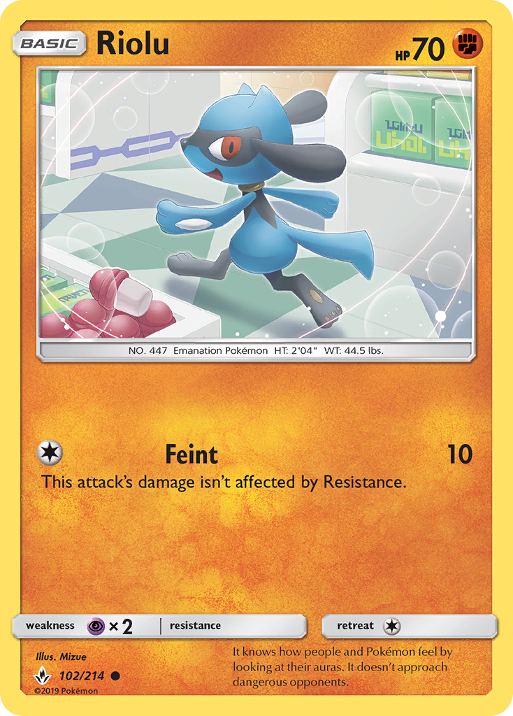 Riolu (102/214) [Sun & Moon: Unbroken Bonds] | Galaxy Games LLC