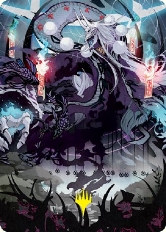 Echo of Death's Wail Art Card (Gold-Stamped Signature) [Kamigawa: Neon Dynasty Art Series] | Galaxy Games LLC