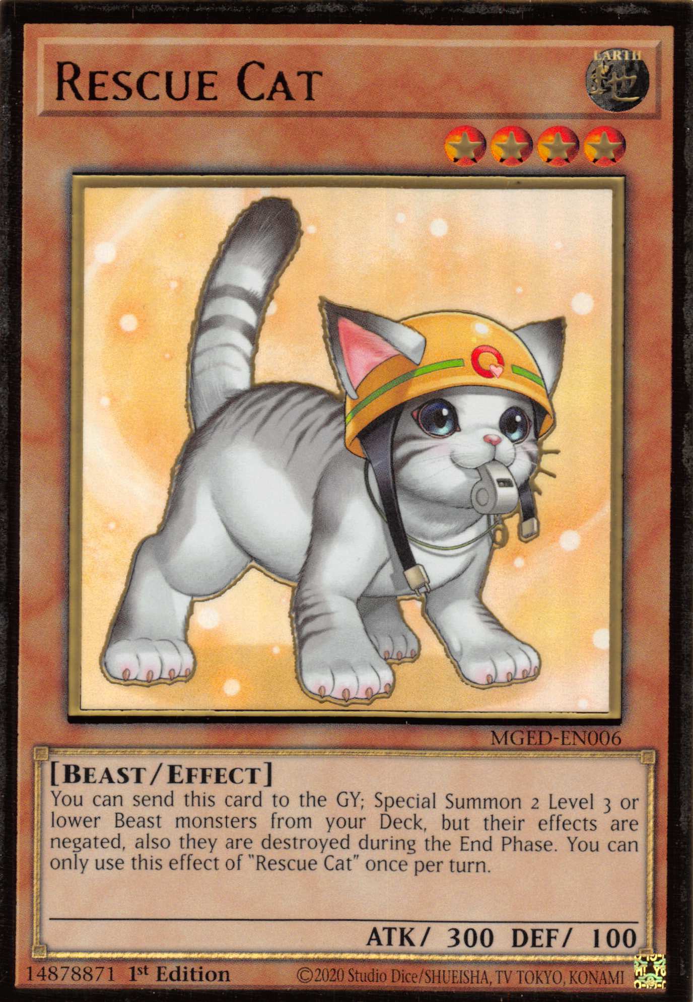 Rescue Cat (Alternate Art) [MGED-EN006] Gold Rare | Galaxy Games LLC