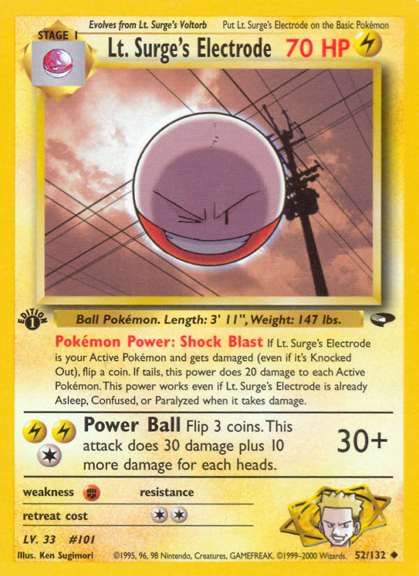 Lt. Surge's Electrode (52/132) [Gym Challenge 1st Edition] | Galaxy Games LLC