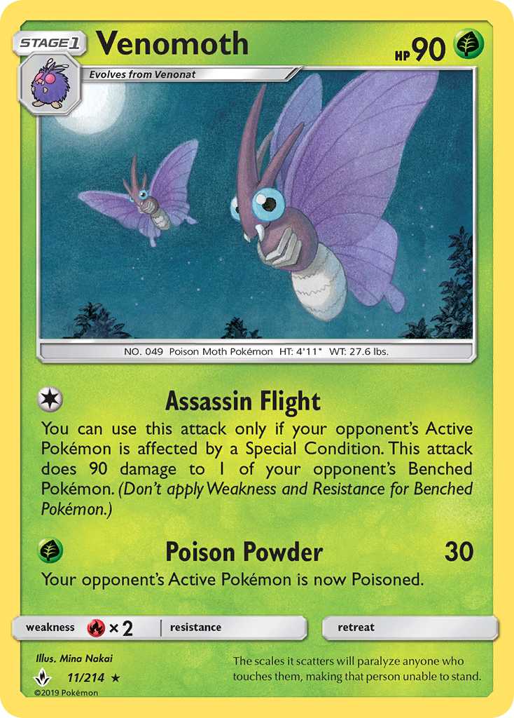 Venomoth (11/214) [Sun & Moon: Unbroken Bonds] | Galaxy Games LLC