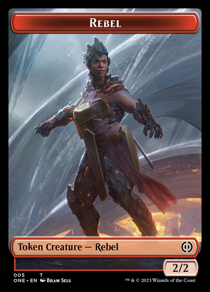Rebel // Phyrexian Germ Double-Sided Token [Phyrexia: All Will Be One Commander Tokens] | Galaxy Games LLC