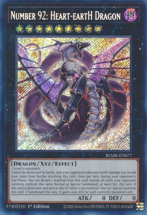 Number 92: Heart-eartH Dragon [BLMR-EN077] Secret Rare | Galaxy Games LLC