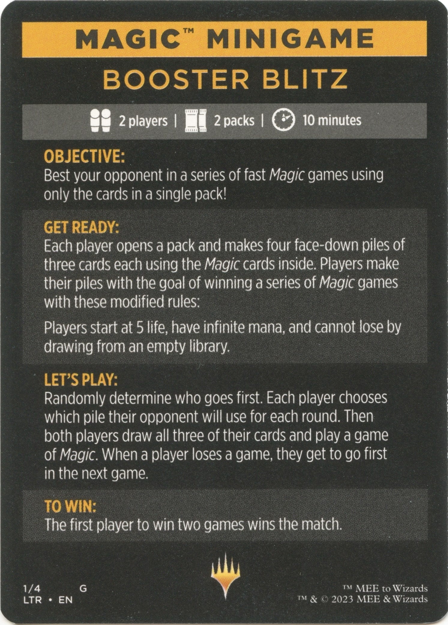 Booster Blitz (Magic Minigame) [The Lord of the Rings: Tales of Middle-Earth Minigame] | Galaxy Games LLC