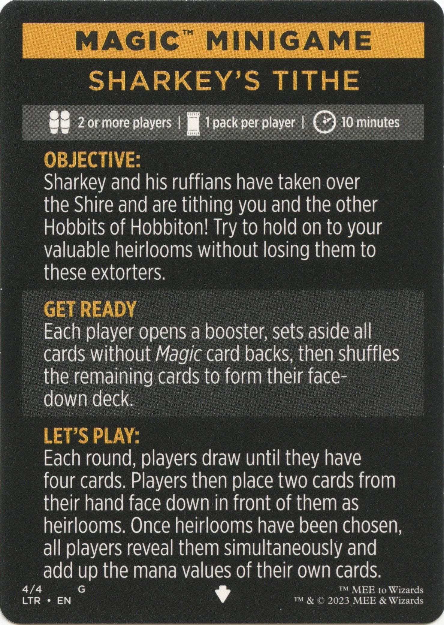 Sharkey's Tithe (Magic Minigame) [The Lord of the Rings: Tales of Middle-Earth Minigame] | Galaxy Games LLC