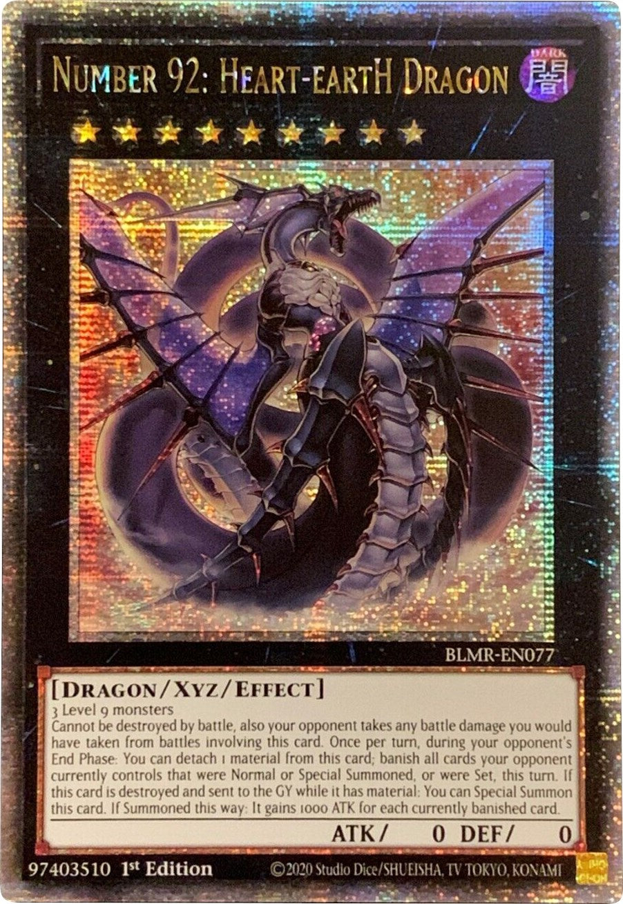 Number 92: Heart-eartH Dragon [BLMR-EN077] Quarter Century Secret Rare | Galaxy Games LLC