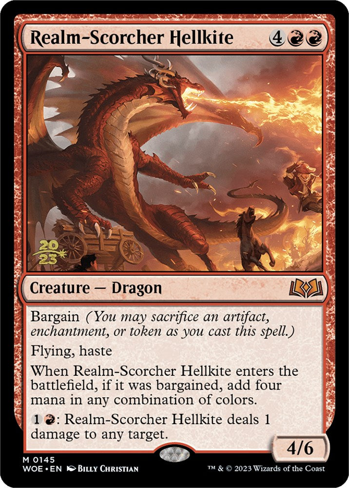 Realm-Scorcher Hellkite [Wilds of Eldraine Prerelease Promos] | Galaxy Games LLC