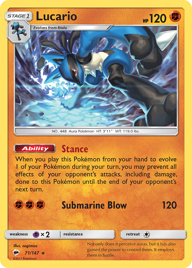 Lucario (71/147) [Sun & Moon: Burning Shadows] | Galaxy Games LLC