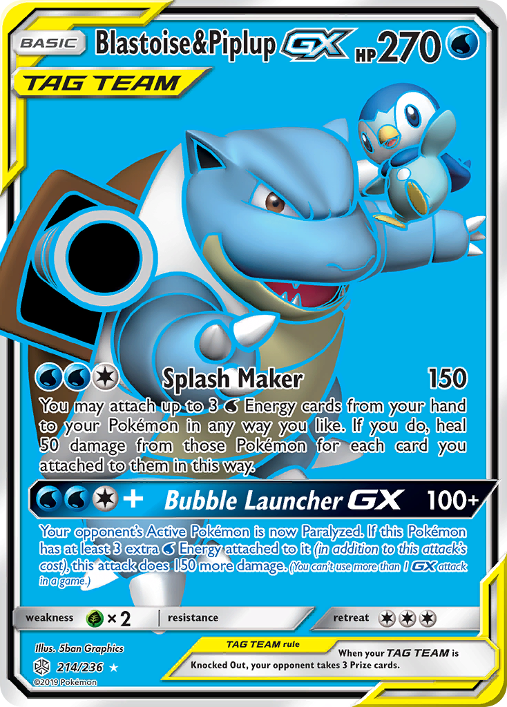 Blastoise & Piplup GX (214/236) [Sun & Moon: Cosmic Eclipse] | Galaxy Games LLC