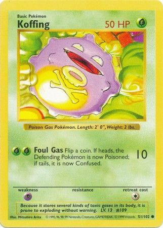 Koffing (51/102) [Base Set Shadowless Unlimited] | Galaxy Games LLC