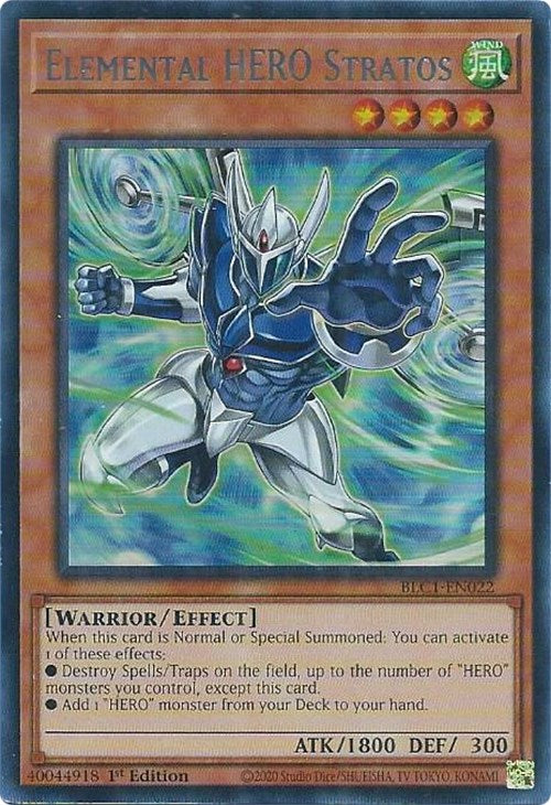 Elemental HERO Stratos (Alternate Art) (Silver) [BLC1-EN022] Ultra Rare | Galaxy Games LLC