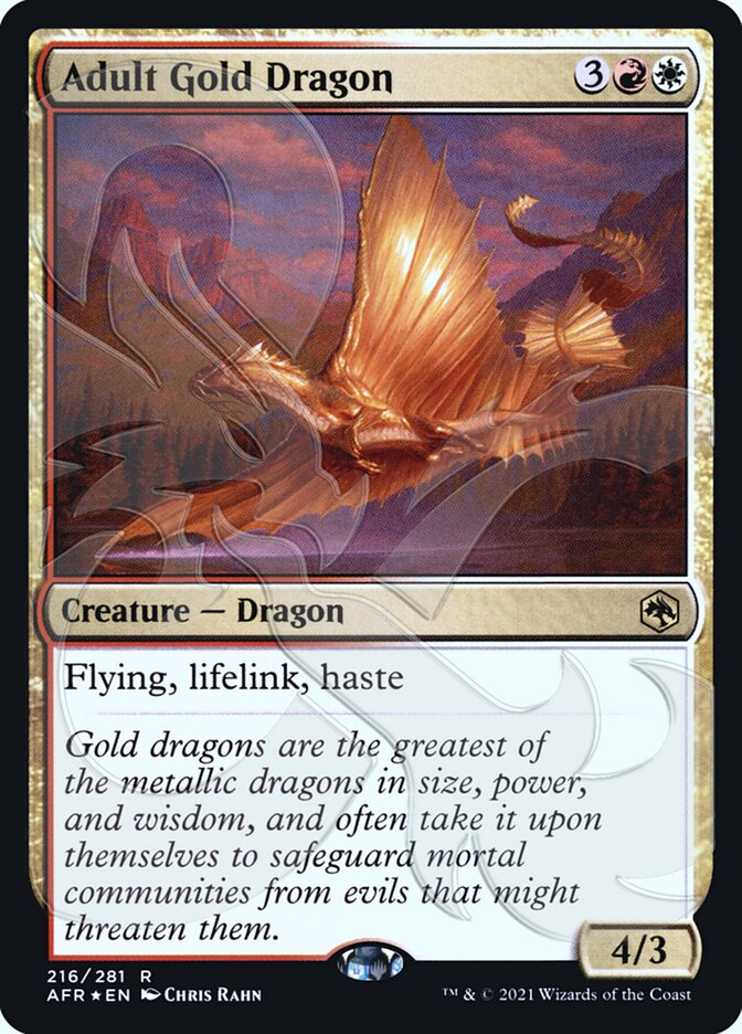 Adult Gold Dragon (Ampersand Promo) [Dungeons & Dragons: Adventures in the Forgotten Realms Promos] | Galaxy Games LLC