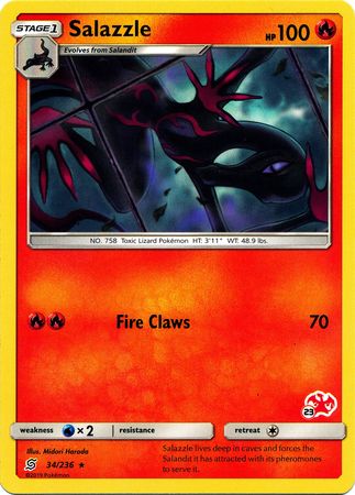 Salazzle (34/236) (Charizard Stamp #23) [Battle Academy 2020] | Galaxy Games LLC