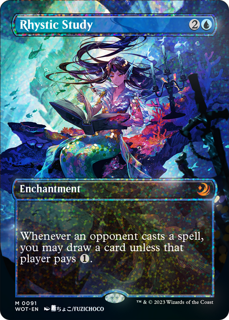 Rhystic Study (Anime Borderless) (Confetti Foil) [Wilds of Eldraine: Enchanting Tales] | Galaxy Games LLC
