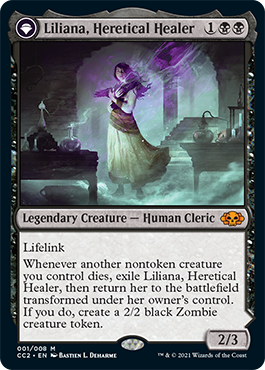 Liliana, Heretical Healer // Liliana, Defiant Necromancer [Commander Collection: Black] | Galaxy Games LLC