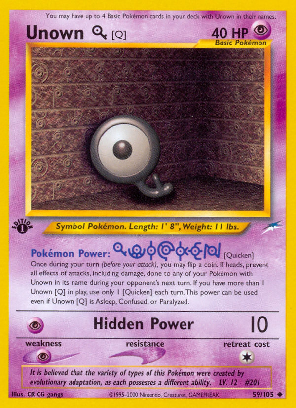 Unown [Q] (59/105) [Neo Destiny 1st Edition] | Galaxy Games LLC