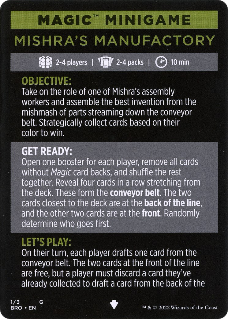 Mishra's Manufactory (Magic Minigame) [The Brothers' War Minigame] | Galaxy Games LLC