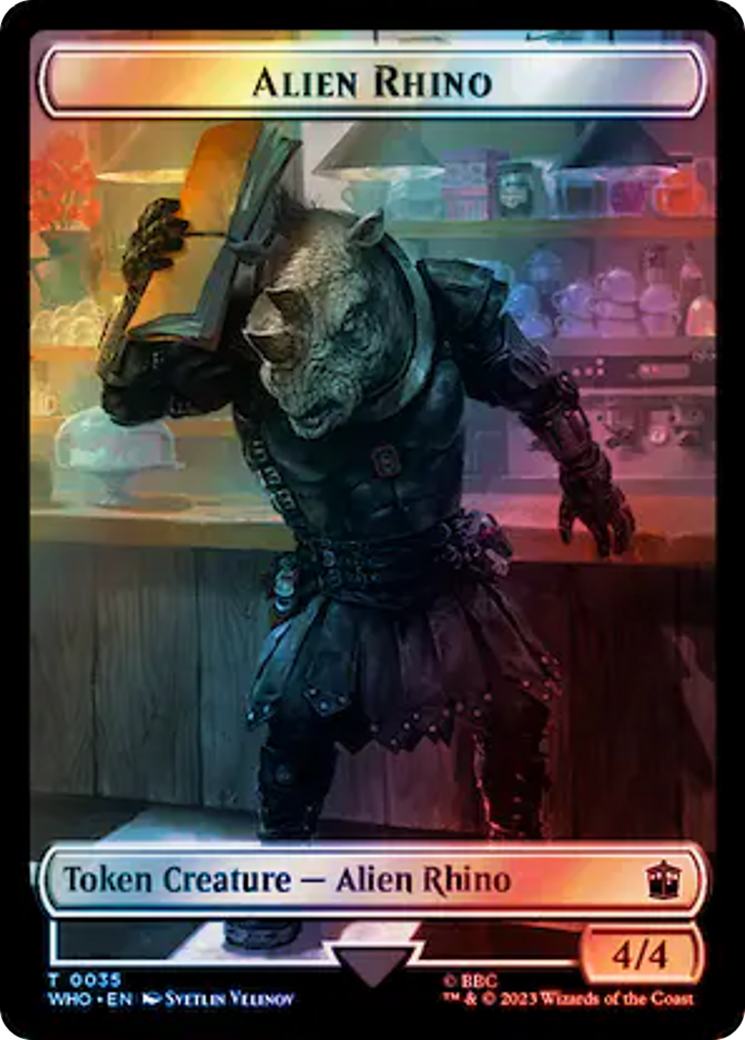 Alien Rhino // Clue (0054) Double-Sided Token (Surge Foil) [Doctor Who Tokens] | Galaxy Games LLC