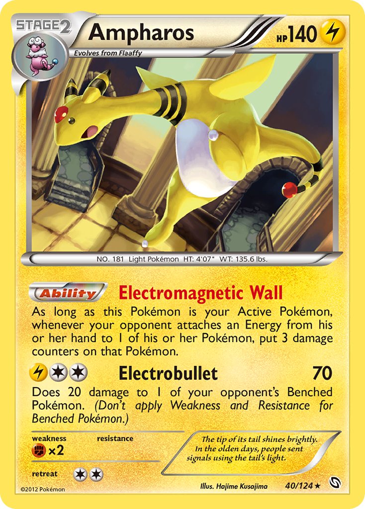 Ampharos (40/124) (Cosmos Holo) (Blister Exclusive) [Black & White: Dragons Exalted] | Galaxy Games LLC