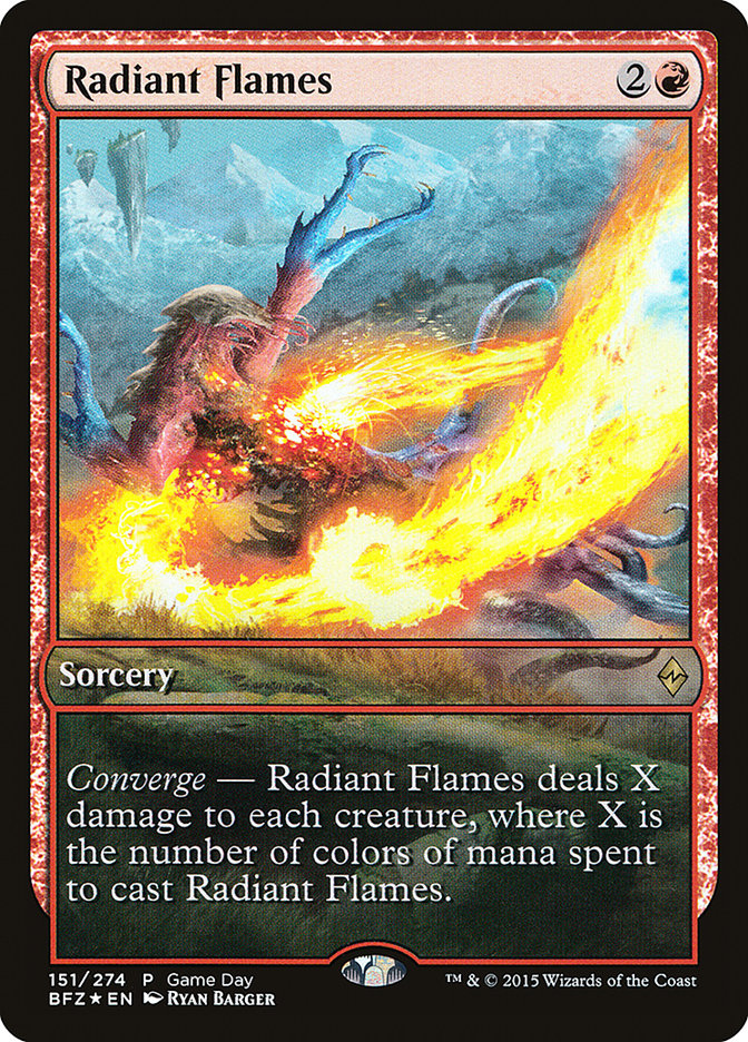 Radiant Flames (Game Day) [Battle for Zendikar Promos] | Galaxy Games LLC