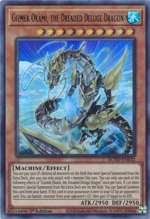 Gizmek Okami, the Dreaded Deluge Dragon [ROTD-EN032] Ultra Rare | Galaxy Games LLC