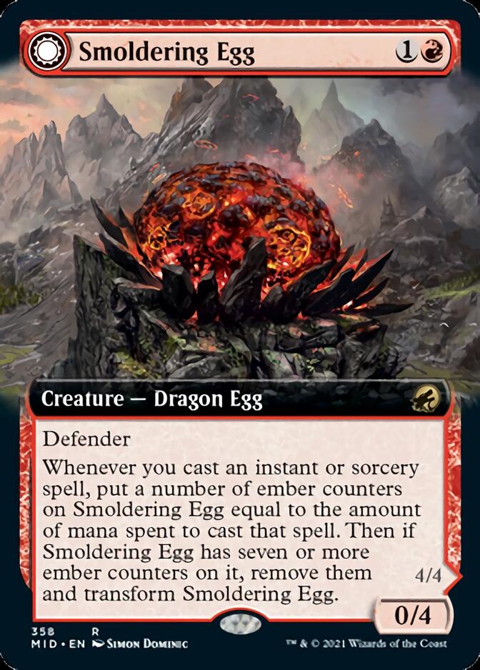 Smoldering Egg // Ashmouth Dragon (Extended Art) [Innistrad: Midnight Hunt] | Galaxy Games LLC