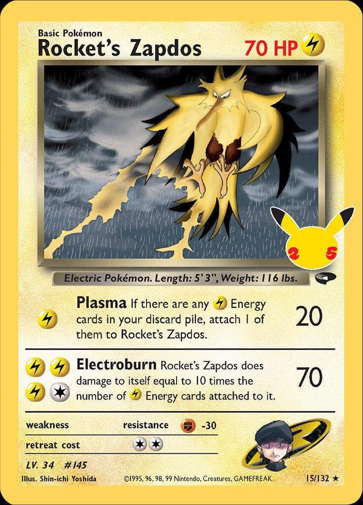 Rocket's Zapdos (15/132) [Celebrations: 25th Anniversary - Classic Collection] | Galaxy Games LLC