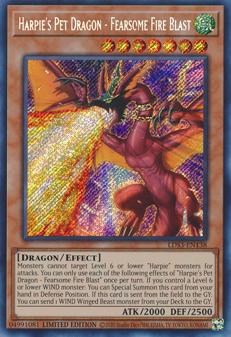 Harpie's Pet Dragon - Fearsome Fire Blast [LDS3-EN138] Secret Rare | Galaxy Games LLC