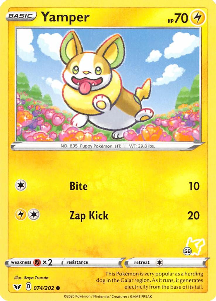 Yamper (074/202) (Pikachu Stamp #58) [Battle Academy 2022] | Galaxy Games LLC