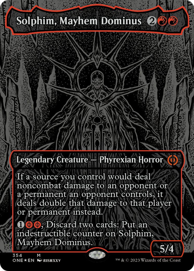 Solphim, Mayhem Dominus (Oil Slick Raised Foil) [Phyrexia: All Will Be One] | Galaxy Games LLC