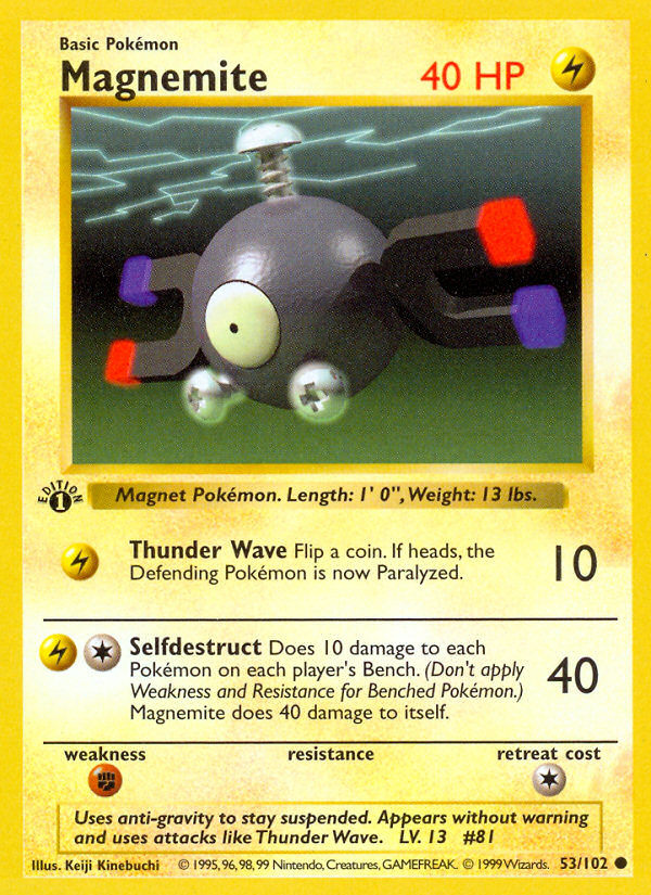 Magnemite (53/102) (Shadowless) [Base Set 1st Edition] | Galaxy Games LLC