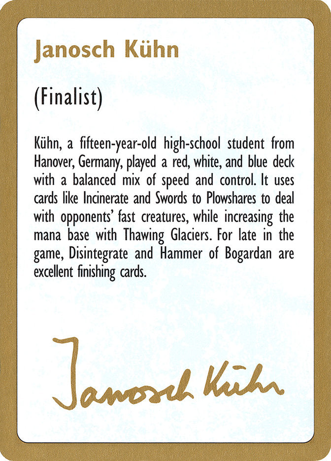 Janosch Kuhn Bio [World Championship Decks 1997] | Galaxy Games LLC