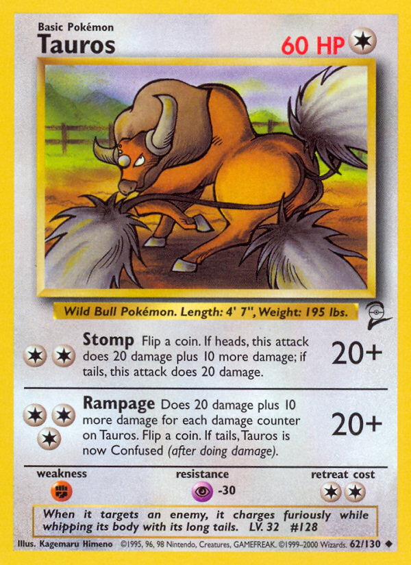 Tauros (62/130) [Base Set 2] | Galaxy Games LLC