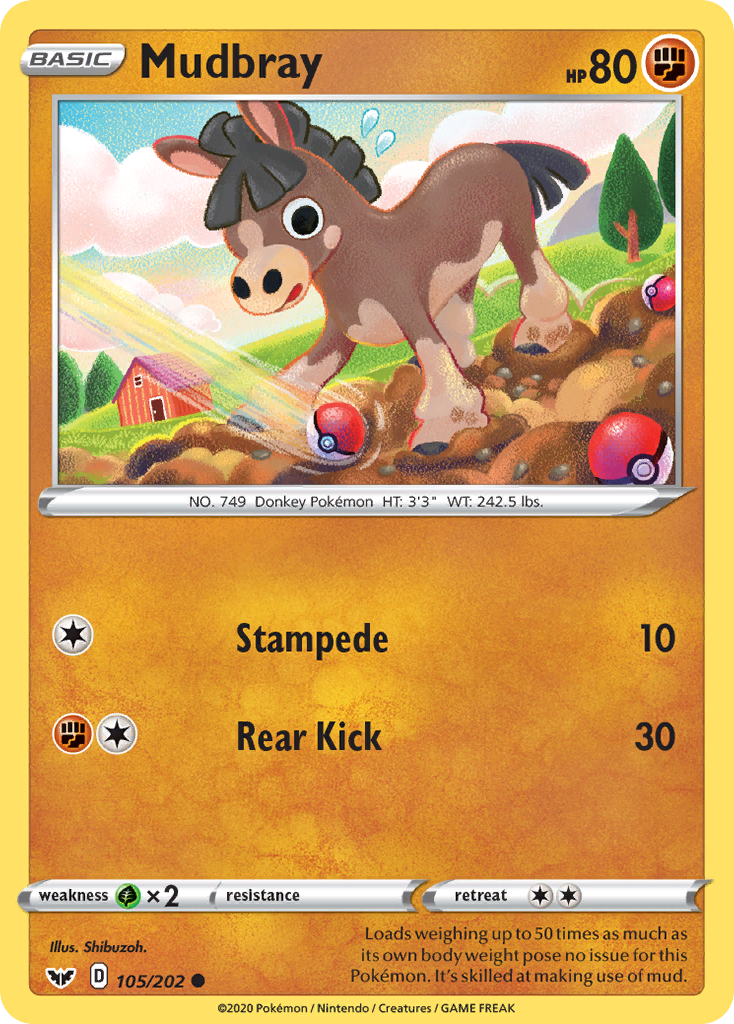 Mudbray (105/202) [Sword & Shield: Base Set] | Galaxy Games LLC