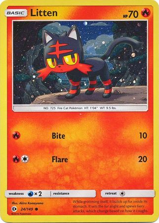 Litten (24/149) (Cosmos Holo) [Sun & Moon: Base Set] | Galaxy Games LLC