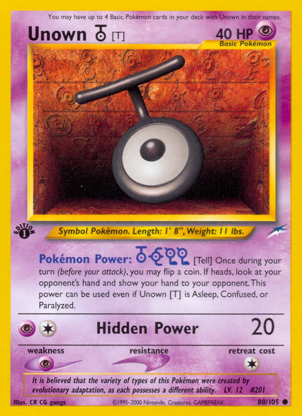 Unown [T] (88/105) [Neo Destiny 1st Edition] | Galaxy Games LLC