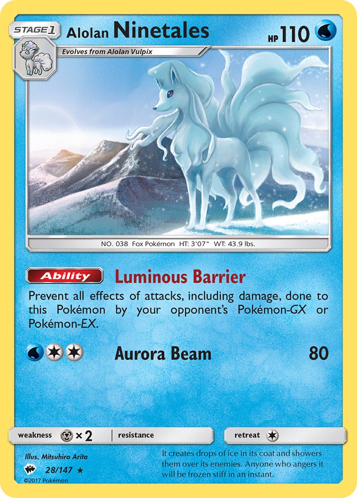 Alolan Ninetales (28/147) (Water Web Holo) (Theme Deck Exclusives) [Sun & Moon: Burning Shadows] | Galaxy Games LLC