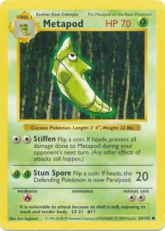 Metapod (54/102) [Base Set Shadowless Unlimited] | Galaxy Games LLC